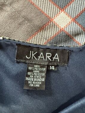 JKARA Navy Blue Dress with silver bead Trim